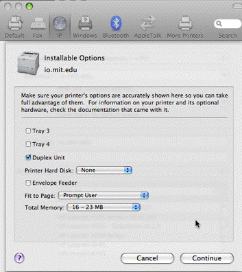 printer options