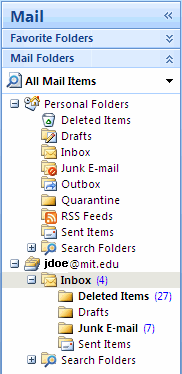 Outlook 2007 Mail Folders