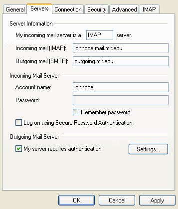 Servers tab