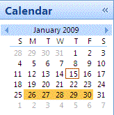 nav pane calendar