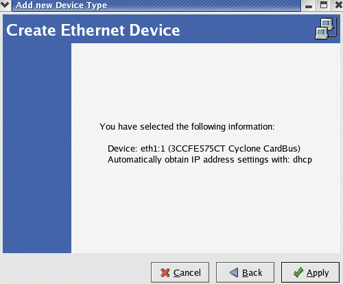 Create Ethernet Device
