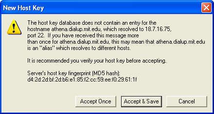 screen shot - New Host Key