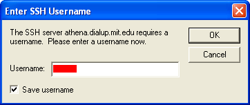 screen shot - Enter SSH Username