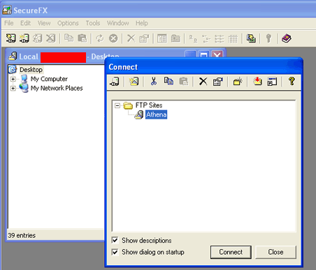 screen shot - connect to Athena