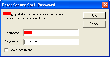 screen shot - enter SSH password