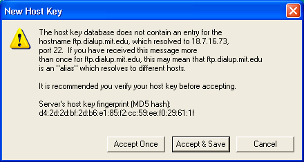 screen shot - new host key dialog
