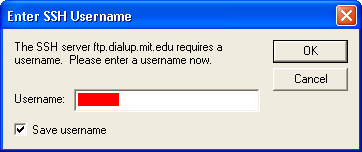 screen shot - enter SSH username
