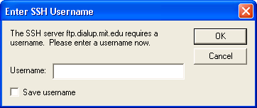 screen shot - enter SSH username