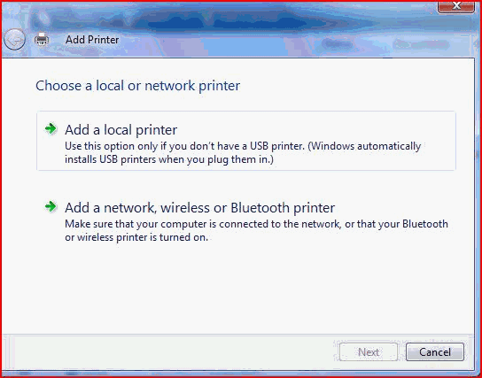 Choose a Printer Port window