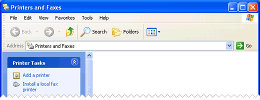 Printers and Faxes window