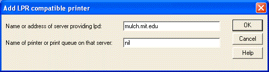 Add LPR compatible printer window