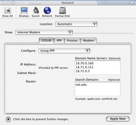 TCP/IP Tab