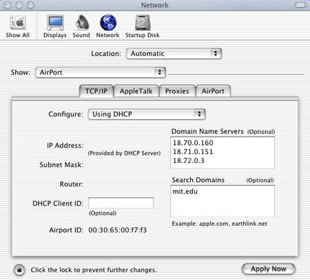 TCP/IP Tab