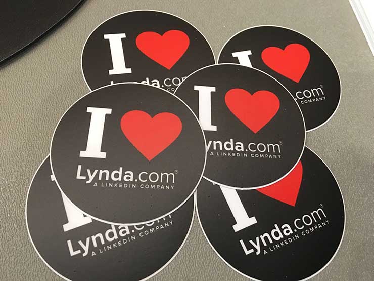 Mouse pads that say I Love Lynda.com
