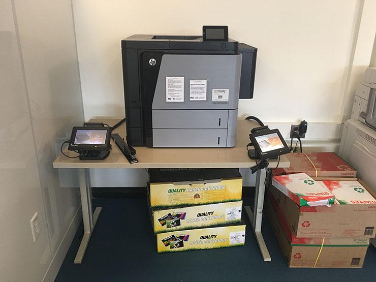 Picture of a Pharos printer on a table.
