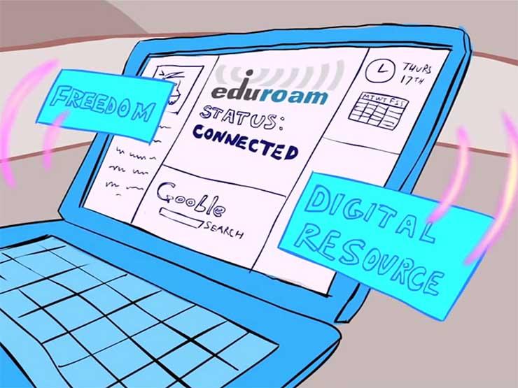 Laptop connected to eduroam Wi-Fi network