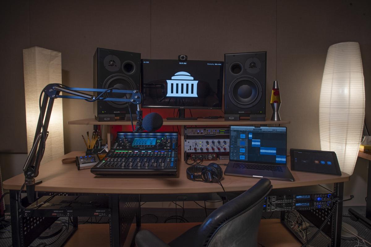 Audio production studio control desk