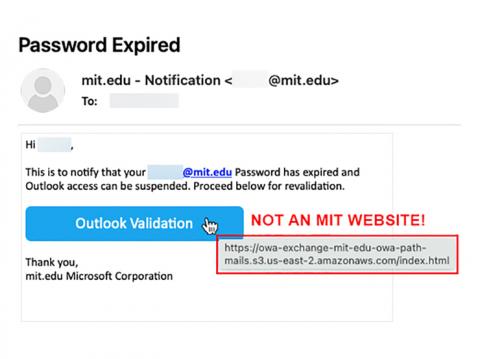 Screenshot of an email with the subject Password Expired