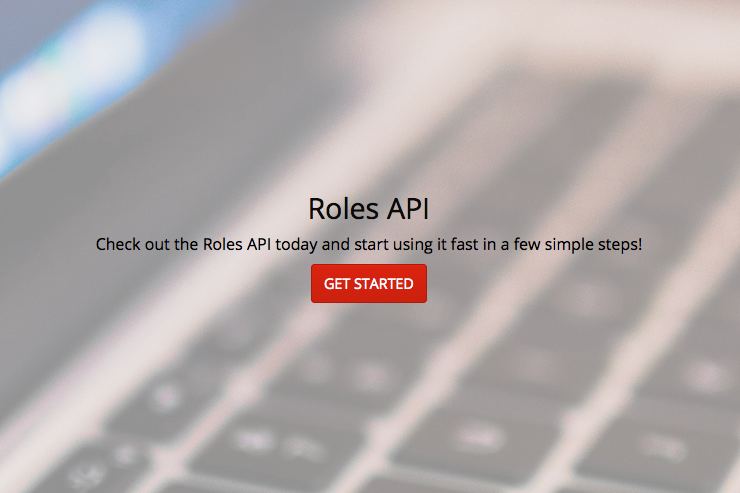 screenshot of Roles API signup